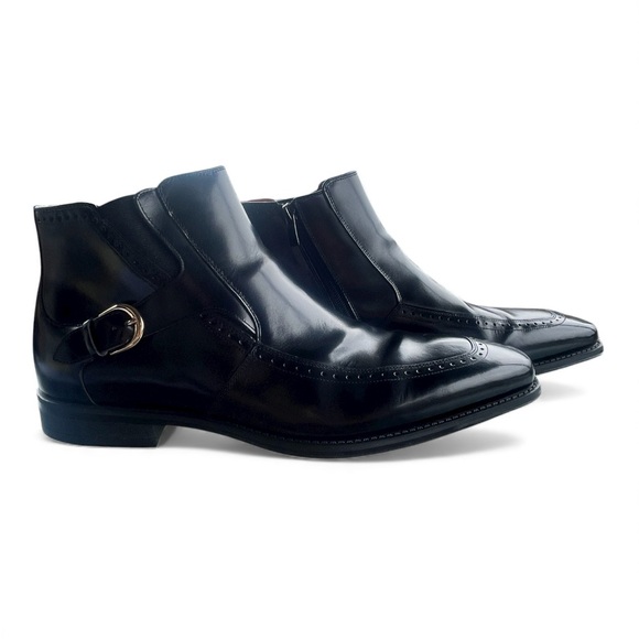 Stacy Adams Men’s Black Leather Ankle Boots Zip Dress Shoes Memory Foam Sz 13 - Picture 9 of 10